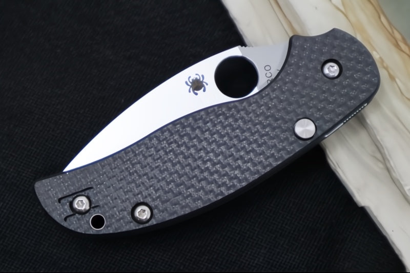 Spyderco Sage 6 Button Lock - Black Carbon Fiber Handle / Satin Blade / CPM-S30V Steel - C123CFBCLP