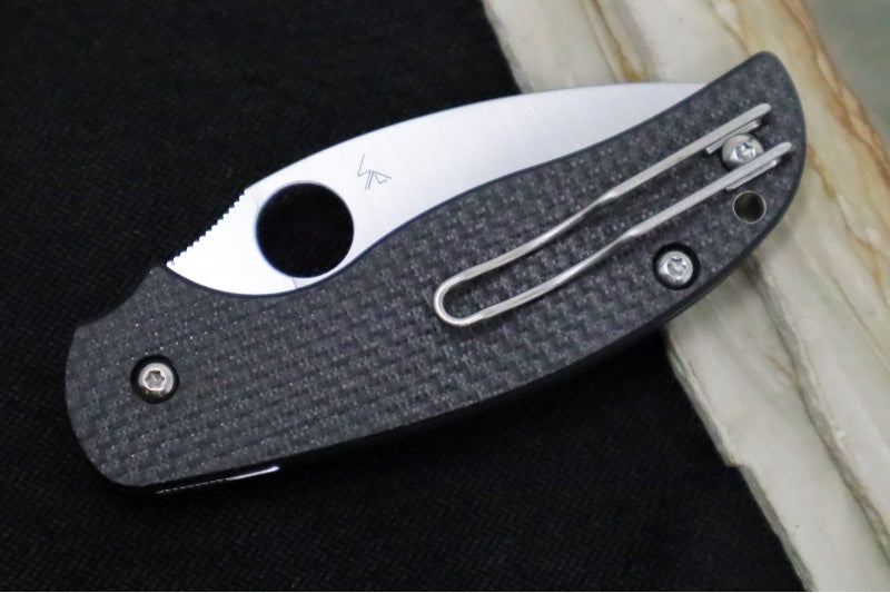 Spyderco Sage 6 Button Lock - Black Carbon Fiber Handle / Satin Blade / CPM-S30V Steel - C123CFBCLP