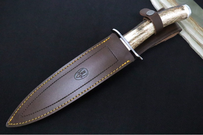 Muela Knives Vikingo-23A Fixed Blade - Stag Horn Handle / X50CrMoV15 Stainless Blade / Leather Sheath
