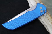 Pro Tech Mordax - Drop Point / Stonewashed Magnacut blade / "Gridlock" Blue Anodized Aluminum Handle MX105-BLUE - Northwest Knives