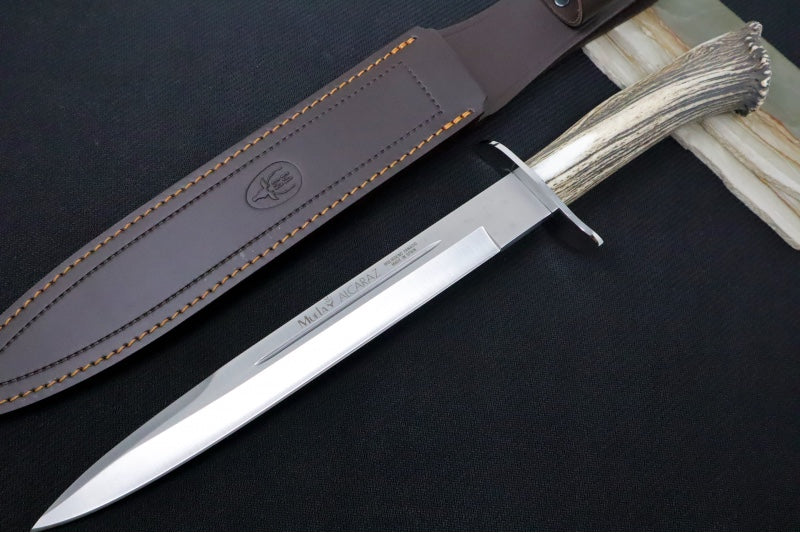 Muela Knives Alcaraz-26S Fixed Blade - Crown Stag Handle / X50CrMoV15 Stainless Blade / Leather Sheath