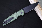 Pro Tech TR-3 Integrity - Drop Point / Black DLC Finish / CPM-S35VN Steel / "Relic" Green Textured Anodized Handle INT106-Green - Northwest Knives