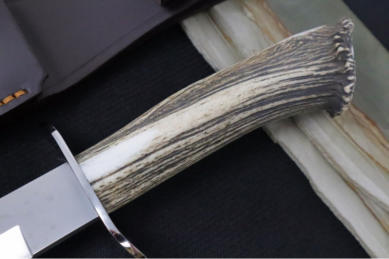 Muela Knives Alcaraz-26S Fixed Blade - Crown Stag Handle / X50CrMoV15 Stainless Blade / Leather Sheath