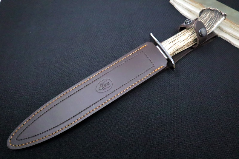 Muela Knives Alcaraz-26S Fixed Blade - Crown Stag Handle / X50CrMoV15 Stainless Blade / Leather Sheath