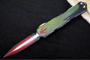 Heretic Knives Manticore-X Bounty Hunter OTF - Bounty Hunter Red Aluminum with CamoCarbon Top / Dagger Blade / CPM-Magnacut Steel / Red Cel Shade Bounty Hunter Blade Finish H032-CSR-BOUNTY - Northwest Knives