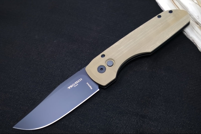 Pro Tech Vero Synapse Auto - Black Anodized Aluminum & Green Linen Micarta Handle / Black DLC Finish / CPM-Magnacut Steel / Machined Titanium Clip VERO1213-GRNMIC