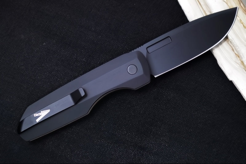 Pro Tech Vero Synapse Auto - Black Anodized Aluminum & Green Linen Micarta Handle / Black DLC Finish / CPM-Magnacut Steel / Machined Titanium Clip VERO1213-GRNMIC