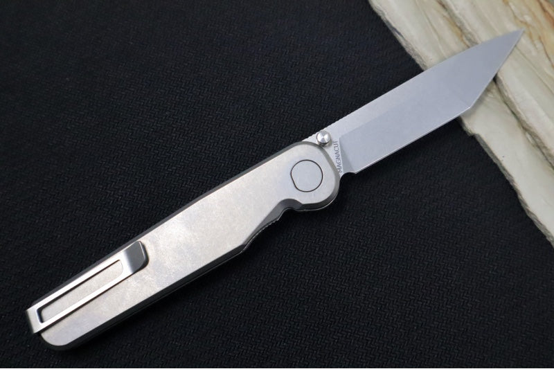 Tactile Turn Rockwall Thumbstud - Titanium Handle / Magnacut Steel / Tanto Blade