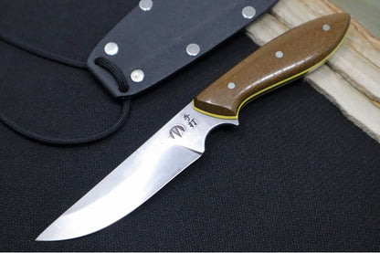 Carter Cutlery Muteki - 7.74" Persian - Green & Brown Burlap Micarta Handle w/ Black Kydex & Hitachi White #1 5206