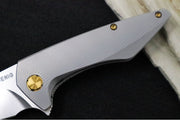 Koenig Mini Goblin - Sea Patterned Handle - Brightwashed Blade with Polished Flats - Bronzed Anodized Spacer & Hardware MG12211331 - Northwest Knives