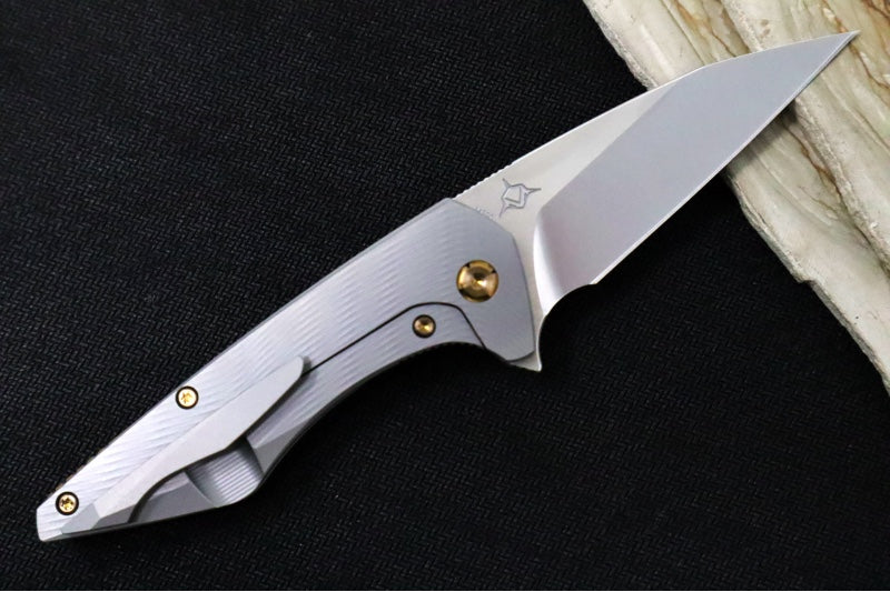Koenig Mini Goblin - Sea Patterned Handle - Brightwashed Blade with Polished Flats - Bronzed Anodized Spacer & Hardware MG12211331