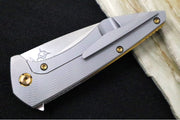 Koenig Mini Goblin - Sea Patterned Handle - Brightwashed Blade with Polished Flats - Bronzed Anodized Spacer & Hardware MG12211331 - Northwest Knives