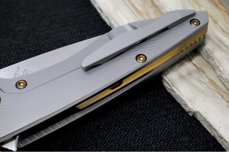 Koenig Mini Goblin - Sea Patterned Handle - Brightwashed Blade with Polished Flats - Bronzed Anodized Spacer & Hardware MG12211331