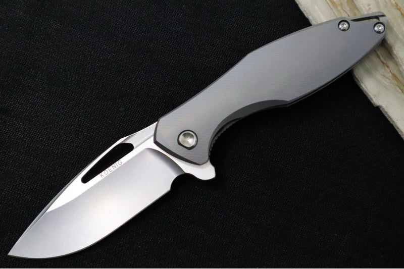 Koenig Arius - Standard with Corda Patterned Handle - Burnished Blade with Polished Flats - Silver Spacer (Gen 4) - Northwest Knives