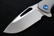 Koenig Arius - Standard with Corda Patterned Handle - Burnished Blade with Polished Flats - Blue Spacer & Hardware (Gen 4) - Northwest Knives
