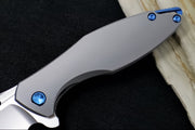 Koenig Arius - Standard with Corda Patterned Handle - Burnished Blade with Polished Flats - Blue Spacer & Hardware (Gen 4) - Northwest Knives