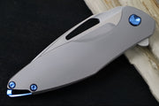 Koenig Arius - Standard with Corda Patterned Handle - Burnished Blade with Polished Flats - Blue Spacer & Hardware (Gen 4) - Northwest Knives