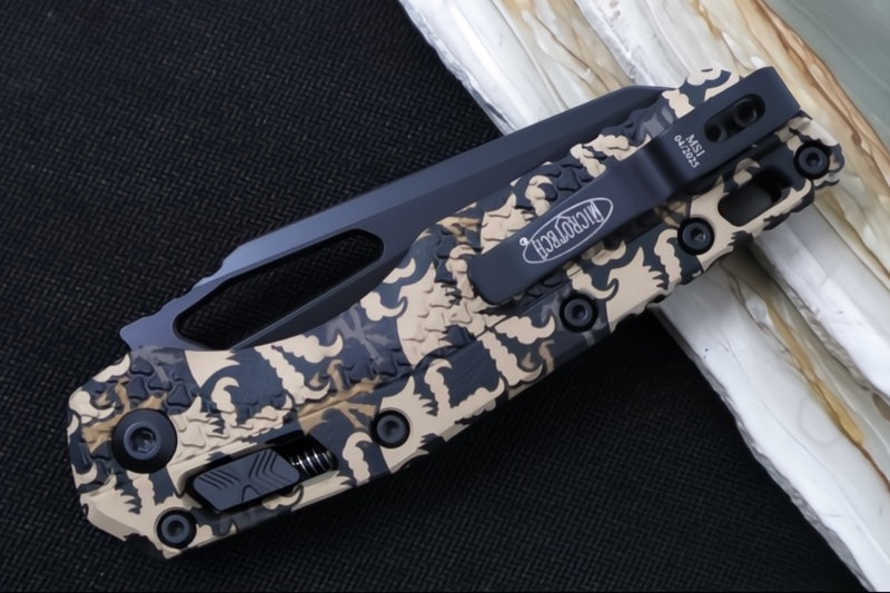 Microtech MSI Manual Folder Tactical - Black Finished Blade / Black Hardware / Claw Burst Camo Polymer w/ Trim-Grip Handle 210T-PMCWC-Z4
