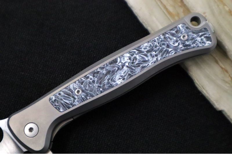 Spyderco Slym - Titanium Handle & Polar Ice Carbon Fiber Inlay / M390 Steel / Satin Finish / Drop Point Blade C271TIP