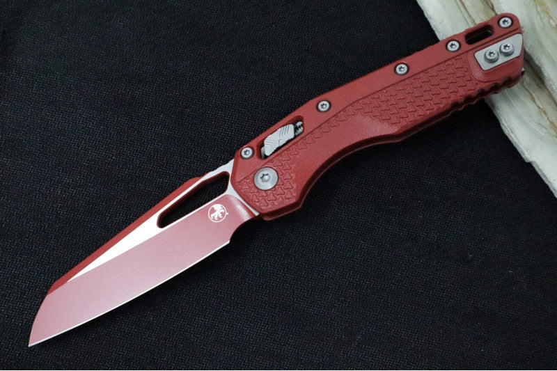 Microtech MSI Manual Folder - Crimson Cerakoted Finished Blade / Crimson Polymer w/ Trim-Grip Handle 210T-PMCCM