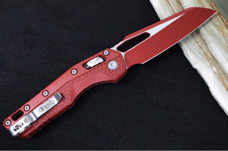 Microtech MSI Manual Folder - Crimson Cerakoted Finished Blade / Crimson Polymer w/ Trim-Grip Handle 210T-PMCCM - Northwest Knives