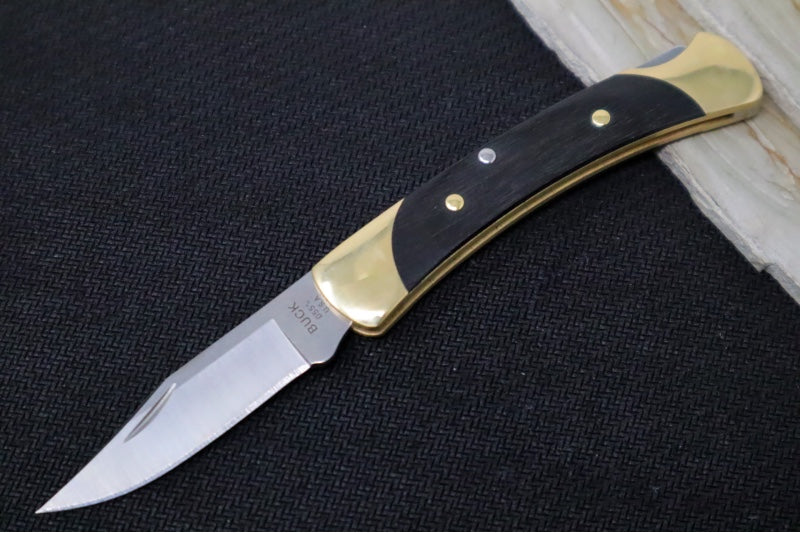 Buck THE 55 Folding Hunter - Clip Point Blade / Stainless Steel / Ebony Wood Handle & Brass Bolsters 0055BRS-B