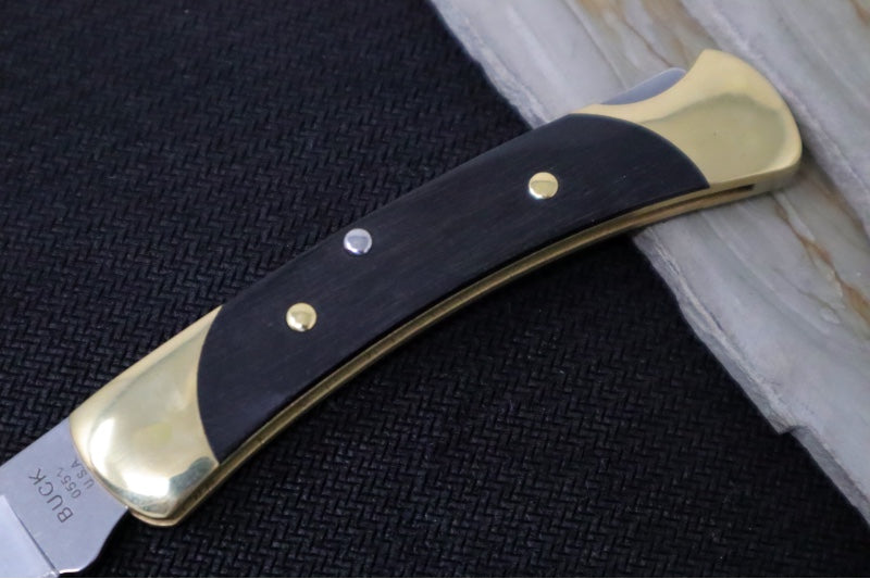 Buck THE 55 Folding Hunter - Clip Point Blade / Stainless Steel / Ebony Wood Handle & Brass Bolsters 0055BRS-B