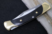 Buck THE 55 Folding Hunter - Clip Point Blade / Stainless Steel / Ebony Wood Handle & Brass Bolsters 0055BRS-B - Northwest Knives