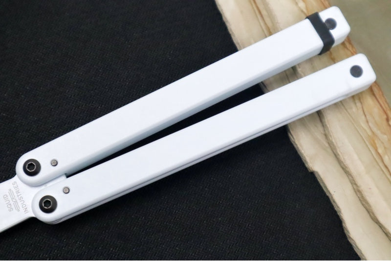 Squid Industries Squiddy Balisong Trainer - White CPVC Handle & Blade / Phosphorus Bronze Washers