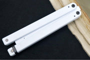 Squid Industries Squiddy Balisong Trainer - White CPVC Handle & Blade / Phosphorus Bronze Washers - Northwest Knives