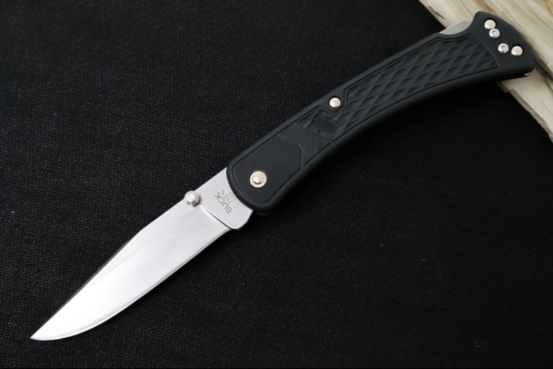 Buck 110 Slim Select Folding Hunter - Clip Point Blade / Stainless Steel / Black Thermoplastic Handle 0110BKS1-B