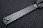 Squid Industries Squiddy-B Balisong Trainer - Black Acetal Handle & Blade / Phosphorus Bronze Washers / Brushed Finish - Northwest Knives