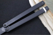 Squid Industries Squiddy-B Balisong Trainer - Black Acetal Handle & Blade / Phosphorus Bronze Washers / Brushed Finish - Northwest Knives