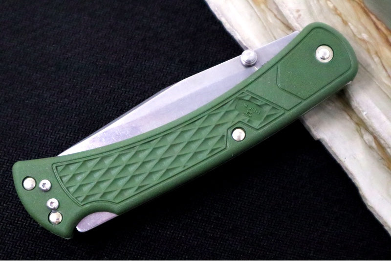 Buck 110 Slim Select Folding Hunter - Clip Point Blade / Stainless Steel / OD Green Glass Filled Nylon Handle 0110ODS2-B - Northwest Knives