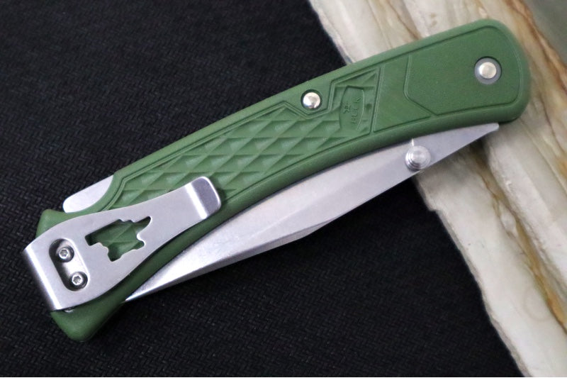 Buck 110 Slim Select Folding Hunter - Clip Point Blade / Stainless Steel / OD Green Glass Filled Nylon Handle 0110ODS2-B - Northwest Knives