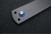 Squid Industries Squiddy-U Balisong Trainer - Blue Acetal Handle & Black Acetal Blade / Phosphorus Bronze Washers / Brushed Finish - Northwest Knives