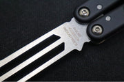 Squid Industries Mako V4.5 Balisong Trainer - Black Anodized Aluminum Handle / Stonewashed Stainless Steel Blade / Phosphorus Bronze Washers - Northwest Knives