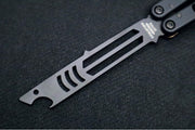 Squid Industries Mako V4.5 Balisong Trainer - Black Anodized Aluminum Handle / DLC "Inked" Finished Stainless Steel Blade / Phosphorus Bronze Washers - Northwest Knives