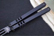 Squid Industries Mako V4.5 Balisong Trainer - Black Anodized Aluminum Handle / DLC "Inked" Finished Stainless Steel Blade / Phosphorus Bronze Washers - Northwest Knives