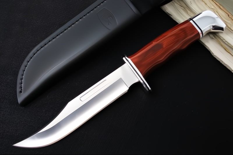 Buck 119 Special Knife - 420HC Steel / DymaLux Cocobolo Heritage Handle / Black Leather Sheath 0119CCS1-B