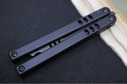 Squid Industries Mako V4.5 Balisong Trainer - Black Anodized Aluminum Handle / DLC "Inked" Finished Stainless Steel Blade / Phosphorus Bronze Washers - Northwest Knives