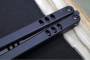 Squid Industries Mako V4.5 Balisong Trainer - Black Anodized Aluminum Handle / DLC "Inked" Finished Stainless Steel Blade / Phosphorus Bronze Washers - Northwest Knives