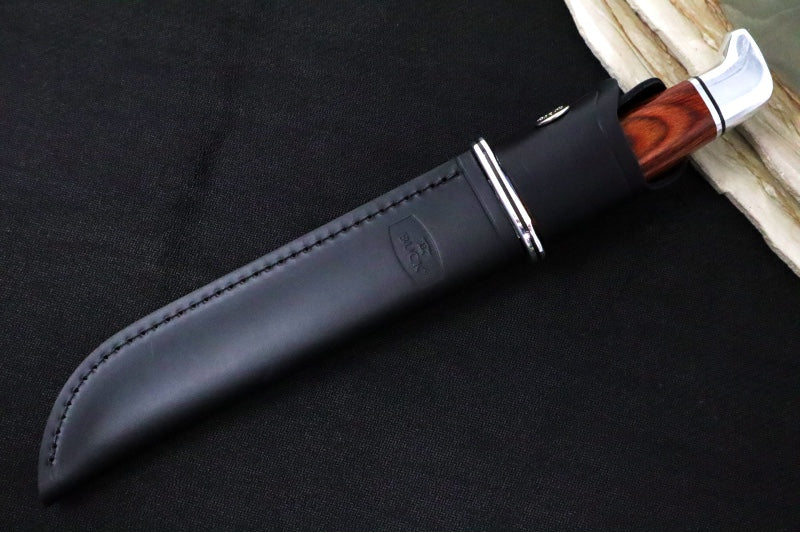 Buck 120 General Knife - 420HC Steel / DymaLux Cocobolo Heritage Handle / Black Leather Sheath 0120CCS1-B
