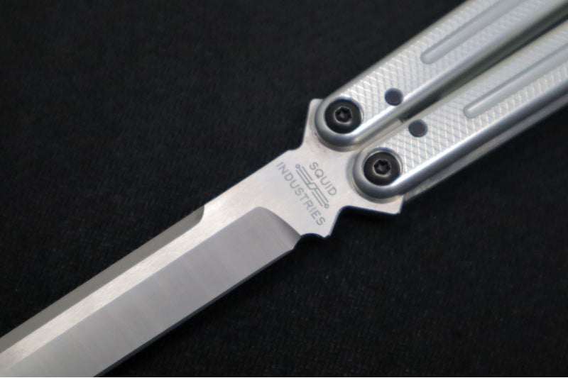 Squid Industries Krake Raken V3 Tanto - Silver Anodized Aluminum Handle / Stonewashed Stainless Steel Blade / Bushing System - Northwest Knives