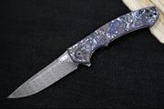 Zero Tolerance 0450CFDAMS Sinkevich Titanium Flipper - Black/Blue Fat Carbon Fiber Handle / Vegas Forged Damascus Blade - Northwest Knives