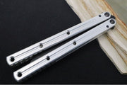 Squid Industries Krake Raken V3 Tanto - Silver Anodized Aluminum Handle /  Stainless Steel Blade with "Inked" Finish / Bushing System - Northwest Knives