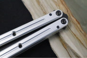 Squid Industries Krake Raken V3 Tanto - Silver Anodized Aluminum Handle /  Stainless Steel Blade with "Inked" Finish / Bushing System - Northwest Knives