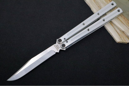 Squid Industries Krake Raken V3 Bowie - Silver Anodized Aluminum Handle / Stonewashed Stainless Steel Blade / Bushing System