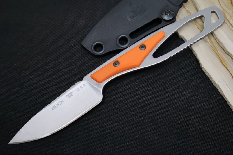 Buck 635ORS Paklite Cape Knife - 420HC Steel / Skeletonized Steel & Orange GFN Handle / Black Kydex Sheath 635ORS
