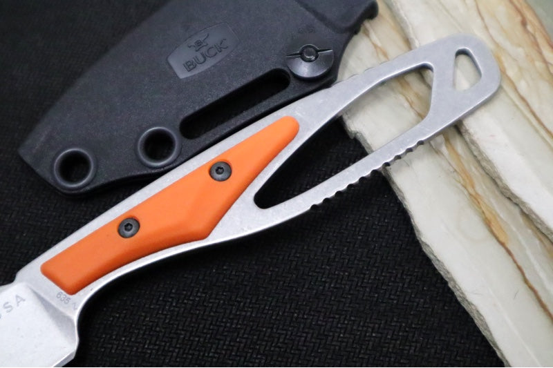 Buck 635ORS Paklite Cape Knife - 420HC Steel / Skeletonized Steel & Orange GFN Handle / Black Kydex Sheath 635ORS